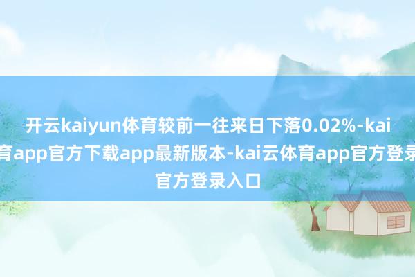 开云kaiyun体育较前一往来日下落0.02%-kai云体育app官方下载app最新版本-kai云体育app官方登录入口
